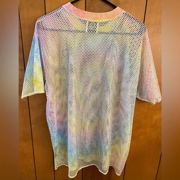 UNIF Rare HTF Mesh Sheer Rainbow Pastel Tie Dye Relapse Mesh T-Shirt Tee Top L - Picture 5 of 5